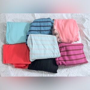 7 Faded Glory long sleeve shirts for girls, 4 solid & 3 stripe  print size: 7-8